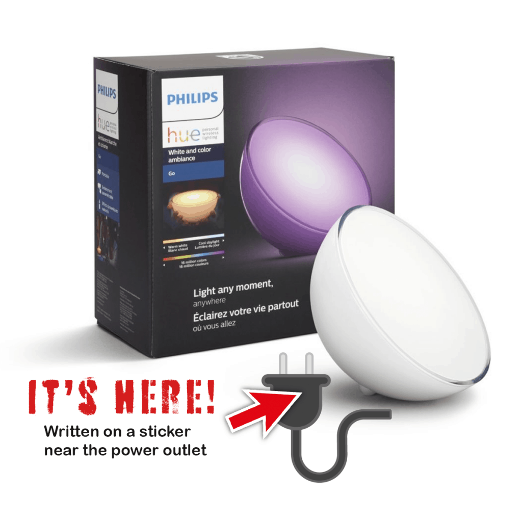 PHILIPS HUE GO SERIAL NUMBER LOCATION